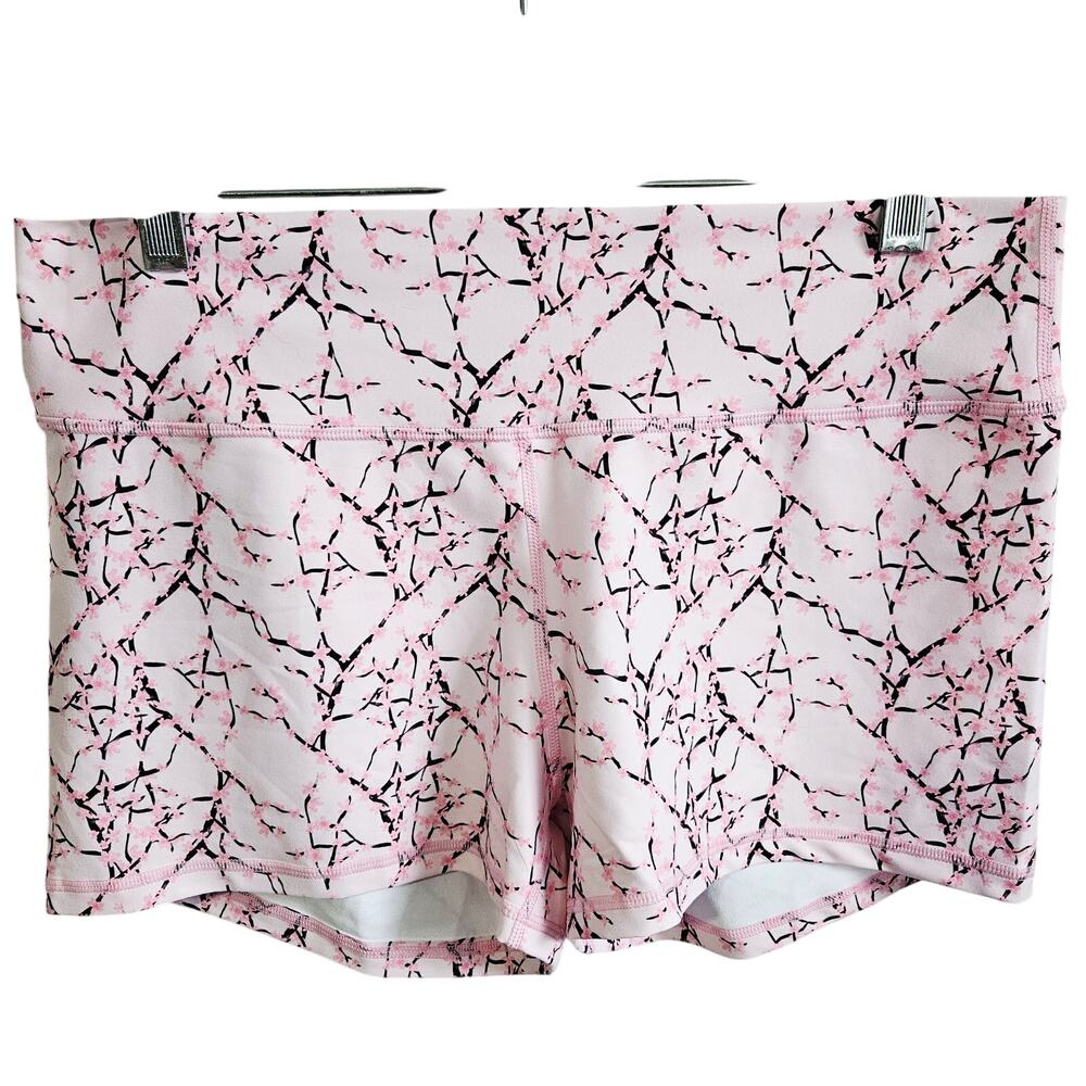 Peachy Women's XL Serenity Athletic Shortie Shorts Pink Cherry Blossom Gym NWT